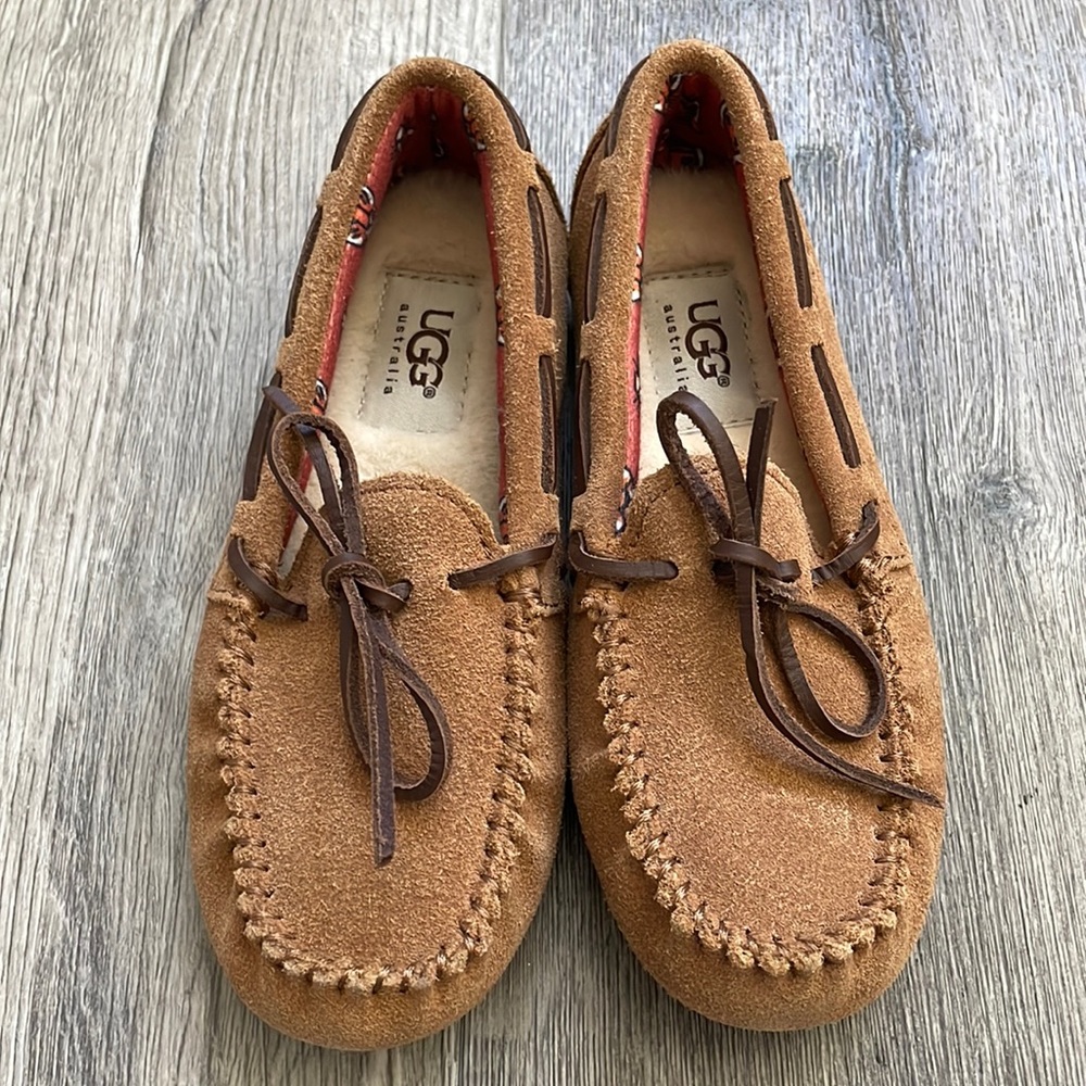 Brand New UGG Australia Kids Ryder Chestnut Moccasin Sheepskin Slip On Shoes